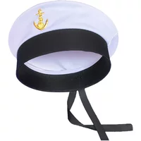 Cross border black ribbon sailor hat with no brim, flat top, navy sailor hat, sea cruise party, beach vacation hat