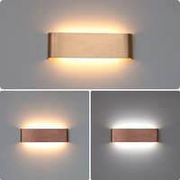 12W LED Indoor Wall Lamp Brushed Gold/Coffee Aluminum Wall Light Up and Down or Left and Right Glow Decorative Lighting Fixtures