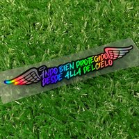 1PC ANDO BIEN PROTEGIDO DESDE ALLA DELCIELO Motorcycle Stickers Waterproof Motorbike Fuel Tank Vinyl Decals Scooter Stickers