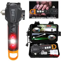 5-in-1 Tactica lLED Flashlight w/ Safety Hammer & Seatbelt Cutter, SOS Strobe,Rechargeable Survival Gear for Outdoor EDC Defense