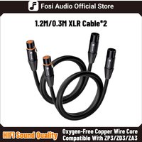Kabel XLR Fosi Audio 0.3M/1.2M Męski na Żeński, 2 sztuki, kabel symetryczny Cannon do wzmacniaczy ZA3 ZD3 ZP3, DAC, przedwzmacniaczy, mikrofonów