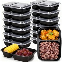 10/20PCS Disposable Plastic Two Compartment Lunch Box With Lid Fast Food Box Portable Lunch Container Suitable Dinner Party