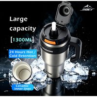 316 Stainless Steel Ceramic Coated Large Insulated Tumbler With Straw Leakproof Silver Car Office Outdoor Hot Cold Drinks Coffee