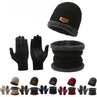 AliExpress NONE 2025 3pc Thermal Windproof Winter Set Fleece Hat Scarf Gloves for Hiking Cycling Fishing Outdoor Sports Cold Weather