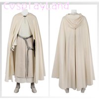 White Gandalf Cosplay Costume Men Suit Robe Costumes and Wig Boots Custom Size Halloween Costume Ring Fellowship Gandalf Outfit