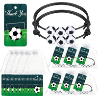 Soccer Bracelet Football Wristband Party Favor Set Thank You Card Organza Bag Birthday Gift for Boys Team Return Gift