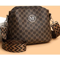 Synthetic Faux Leather Shoulder Bag For Women Retro Crossbody Bag with Golden "M" Monogram, Purse Work, Travel, Parties & Gifts