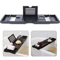 Extendable Bamboo Bath Tray for Tub Accessories, Bath Serving Table Tray, Bathroom Caddy Tray 75-110cm