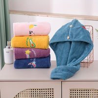 1pc Coral Fleece Hair Drying Cap, Super Absorbent Quick-Dry Microfiber Shower Cap, Soft Turban with Button Closure for Women