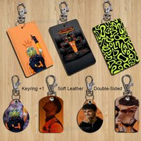 racing regulations Lando Norris Rectangle ID Card Case Keychain Access Card Bag Key Tag Ring Leather Card Holder Key Ring Access