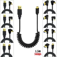 Expansion contraction Elastic Usb3.0 Male Type C Male Data charging Cable Line Up Angle Bend Usb 3.0 Male Usb C male Cord