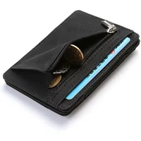 Flip Magic Wallets Slim Credit Card Holder Small Business Cardholder Bifold Money Clip Coin Purse Zipper Pocket Wallet for Men