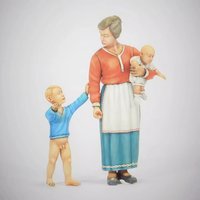 1/35 resin soldier model GK European civilian (mother and her 3 children) Unassembled and unpainted DIY kit 642
