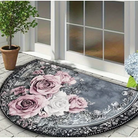Vintage Bohemian Persian Print Semi-circular Carpet Suitable for Home Entrance Valentine's Day Spring Day of The Dead Decoration