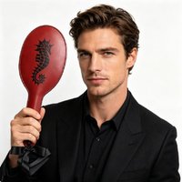 38.5cm Leather Spanking Paddle, Wide Slapper with Ellipse Handle, Riding Crop Horse Training Equestrian Whip