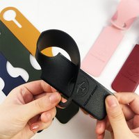 6PCS Multi Colors Long Strip PU Leather Luggage Hanging Tag With Name ID Cards Anti-lost Travel Accessories