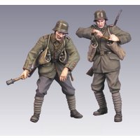 1/35 Figure resin unpainted model kit, military theme, German soldiers throwing grenades unassembled and unpainted GK