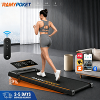 RAMYPOKET Bieżnia Elektryczna Domow z Nachyleniem 9%,Cicha Bieżnia APP/LED ,1-8km/h,Maks obciążenie 130KG walking pad treadmill