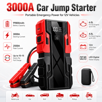 New 12V 99800mAh Portable Car Jump Starter Battery Booster Pack with Digital Display, Heavy-Duty Clamps & Carry Case