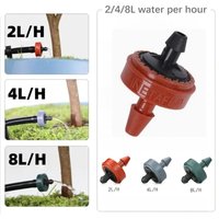 100pcs 2/4/8L Pressure Compensating Dripper, Flow Regulator Drip Irrigation Emitter, Greenhouse Farm Water Saving Dripper
