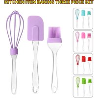 3Pcs Non-Stick Silicone Cream Scraper Bread Cake Butter Spatula Mixer Oil Brush With PP Handle Cake Spatula Kitchen Baking Tool
