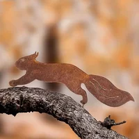 Tree Insert Showcasing Rusty Squirrel Silhouette Metal Decoration Tree Stakes Functioning As Branch Insert Decoration for Home