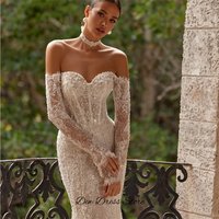 Sweetheart Long Sleeves Customized Bridal Gowns Luxury Lace Mermaid Wedding Dress Exquisite Appliques Beading Vestido De Novia