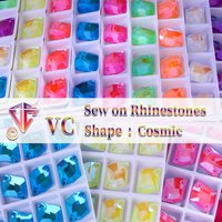VC Neon Fluorescent Cosmic Sew on Rhinestone Glass Diamond Flatback DIY Accessories Wedding adorno-manualidades