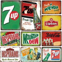 Carbonated Soda Drinks Tin Sign Shabby Vintage Decorative Plaque Wall Decor Bar Home Decor Iron Plate Painting Poster Art Signs