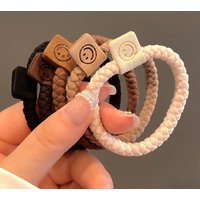 5PCS Minimalist Smiley Hair Tie Set Soft High Elastic Air Gums Ponytail Hair Scrunchies Casual Versatile Rubber Bands XPJ09