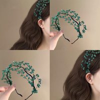 Green Crystal Beaded Hair Band Fashion Zircon Headband for Women Girls Hair Accessory for Daily Dinner Parties Wedding Gift