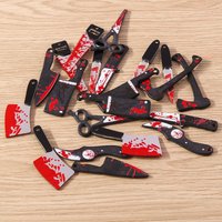 Tusember 5pcs Halloween Charms Resin Knife Axe Scissors Saw Pendants for Halloween Earrings Necklace Jewelry Making DIY