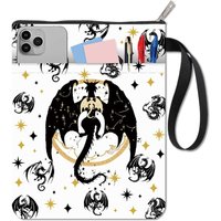 11x8.7 Book Cover Sleeve Zipper Romantasy Dark Dragon Stars Magic Fantasy Paperback Book Protector Washable Waterproof