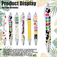 6pcs/12pcs Teacher's Day Gift Pen Creative Stationery Pattern Theme Ballpoint Pen School Stationery Seasonal Gift Perfect Gift