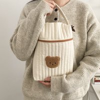 Baby-Wickeltasche für Mama, Baumwolle, Bär, Mama-Taschen, Windelwindeln, Organizer, Reißverschluss, Damen-Handtaschen, Umstandstasche, Cartoon-Beige-Beutel
