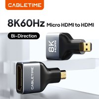 CABLETIME 8K 60Hz Mini/Micro HDMI to HDMI Adapter Mini HDMI Adapter for Raspberry Pi ZeroW Camcorder Laptop HDMI Mini Adapter