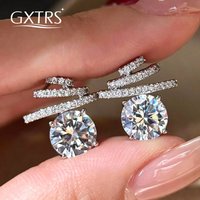 GXTRS 4CTTW Real Moissanite S925 Silver Stud Earrings For Women Sparkling Lab Diamond Wedding Party Ear Studs Fine Jewelry Gifts