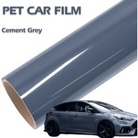 PET Glossy Cement Grey Car Vinyl Wrapping Film Air Bubble Free Self-adhesive Car Decal Auto Body DIY Decoration Film Accessories