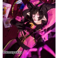 CR cos%Tfc The Freak Circus Columbina Cosplay Costume The Angel Pink Clown Outfit TICKET Halloween Scary Clothing Yandere Horror