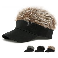 Streetwear Casual Camouflage Visor Hat Men Women Adjustable Sun Sunshade Hip Hop Baseball Cap With Spiked Hairs Wigs Hat