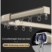 2.6mm Thickened Curtain Track Single Double Rod Curved Straight Rail Ceiling Side Mount Silent Pulley Home Decor Customize Size
