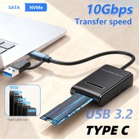 M.2 to USB Type-C SSD Adapter Dual-Protocol M2 Easy Drive Cable 10Gbps for NVME SATA PCIE NGFF Hard Drive Enclosures