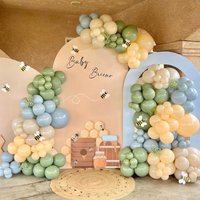 156pcs Dusty Blue and Sage Green Balloon Arch Kit Sand White Nude Balloon for Baby Shower Wedding Birthday Party Decoration