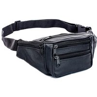 Genuine Leather Waist Bag Men Waist Pack Waist Bag Funny Pack Belt Bag Men Chain Waist Bag for Phone Pouch Mens Fanny Pack