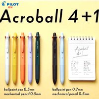 Pilot Acroball 4-in-1-Multifunktionsstift, 0,5/0,7 mm Kugelschreiber mit glattem Schreiben, Schwarz/Rot/Blau/Grün und Druckbleistift für den täglichen Gebrauch