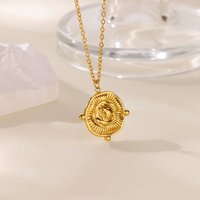 Vintage Geometric Round Necklaces For Women Gold Color Stainless Steel Necklace Femme Luxury Wedding Jewelry Gift