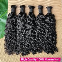 Raw Bulk Human Hair For Braiding Wholesale Burmese Curly Boho Braids Human Hair Extensions No Weft Double Drawn Curly Hair Bulk