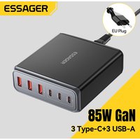 Essager 85W Fast Charger 6 Port USB Type C Desktop Charging Station PD 3.0 Fast Charging For iPhone 17 16 15 iPad MacBook Laptop