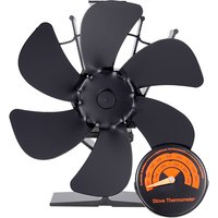 6 Blades Stove Fan Heat Powered Eco Quiet Black Log Wood Burner Fireplace Fan Winter Warmer Home Efficient Heat Distribution