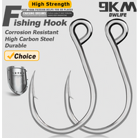 9KM Fishing Hooks 25Pcs Fishing Jigging Hook Carp Eye Worm Barbed Inline Hooks Saltwater High Carbon Steel Fishing Accessories
